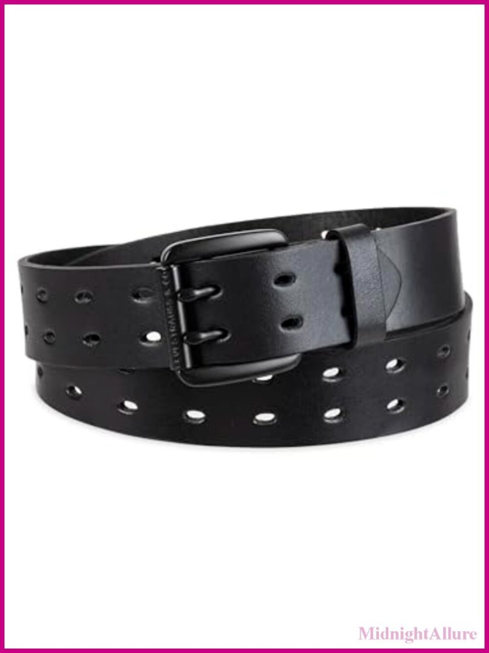 Perforated Fashion Belt with Double Prong Buckle Adjustable Fit